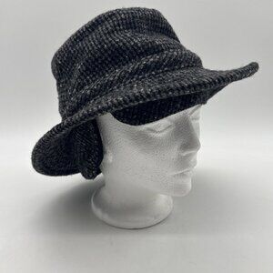 Tilley Winter Hat Tilley Endurables Wool Size 7 3/8 Tweed Charcoal Ear Flaps